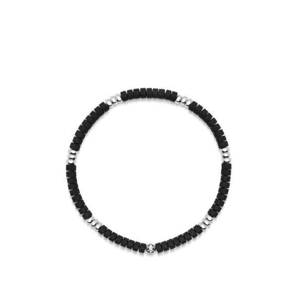 Nialaya Men's Wristband with Onyx Heishi Beads and Silver. Model# MB4_036