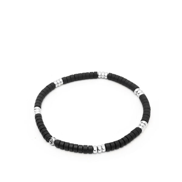 Nialaya Men's Wristband with Onyx Heishi Beads and Silver. Model# MB4_036