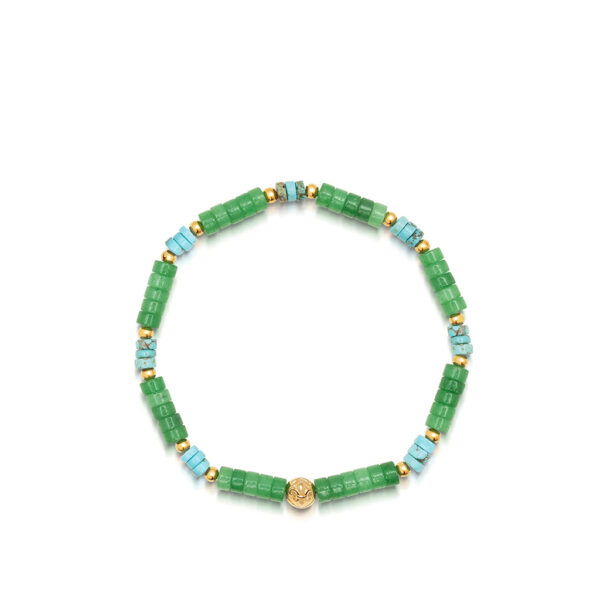 Nialaya Men's Wristband with Green Aventurine and Turquoise Heishi Beads MB4_037