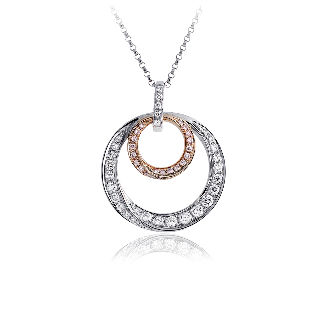 White &#038; Argyle Pink Diamond Round Talia Pendant Necklace