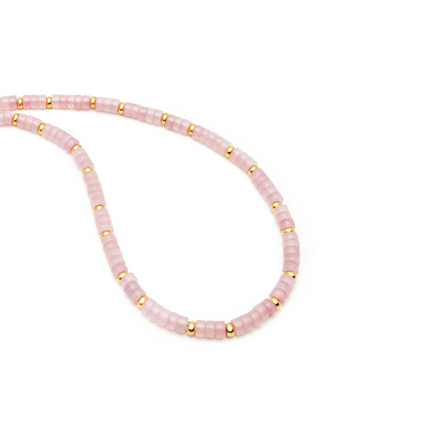Nialaya Heishi Rose Quartz Necklace with Gold - Model# WNECK_147