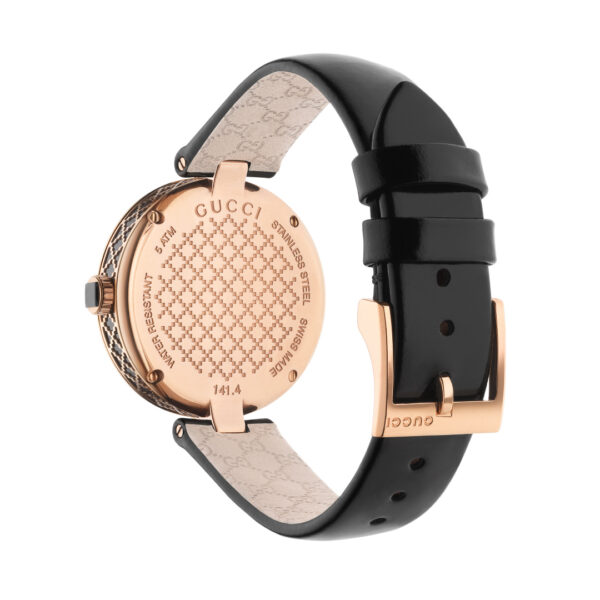 Gucci Diamantissima Quartz 32mm Rose Gold PVD Case Leather Strap YA141401