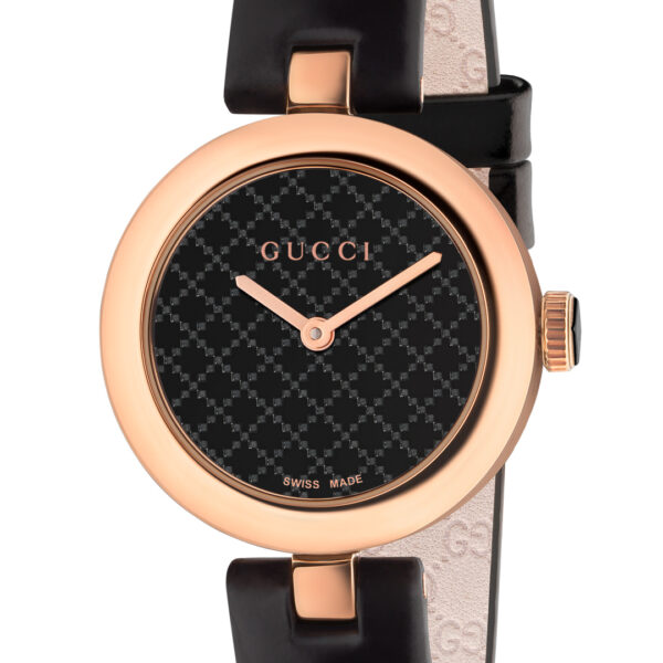 Gucci Diamantissima Quartz 27mm Pink Gold PVD Case Leather Strap YA141501