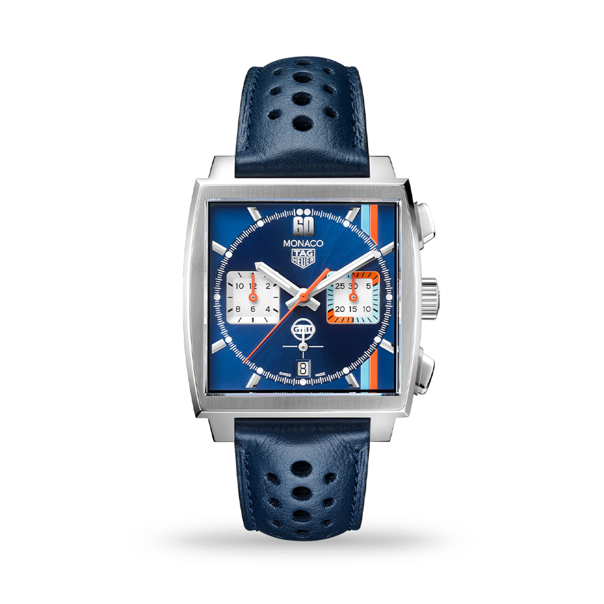TAG Heuer Monaco X Gulf Automatic 39mm Blue Dial Leather Strap