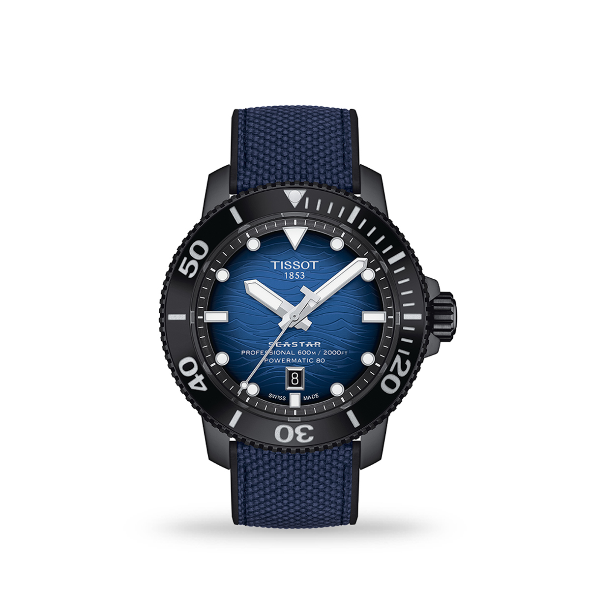 Tissot Seastar 2000 Professional Powermatic 80 46mm Blue Rubber Strap