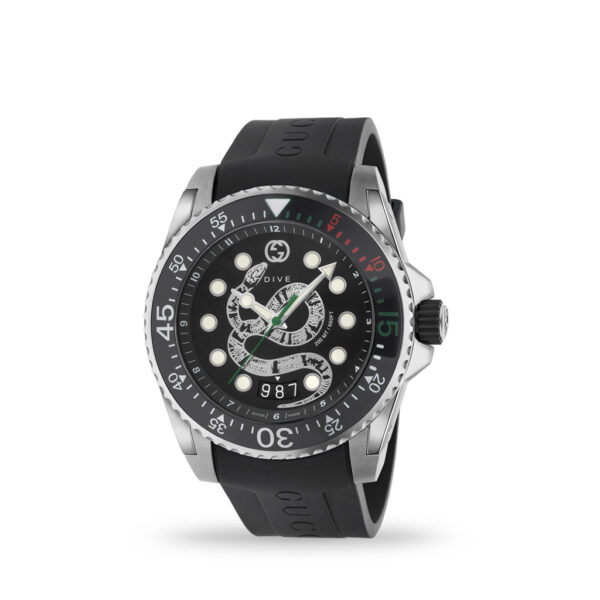 Gucci Dive 45mm Quartz Steel Case Rubber Strap | YA136217