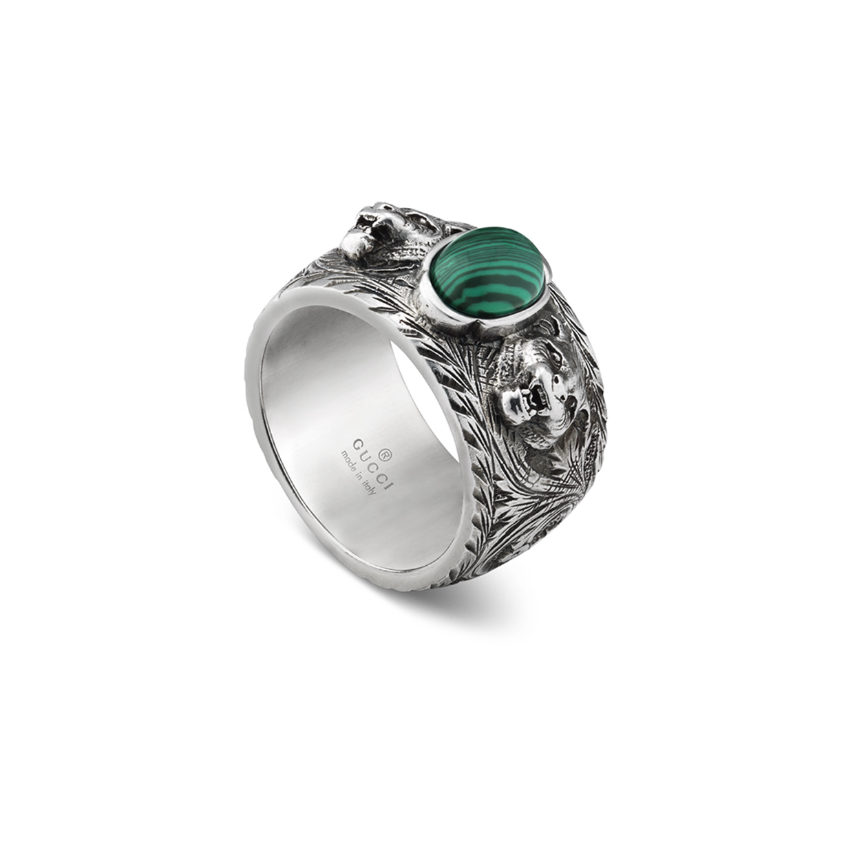 Gucci Garden Ring in Sterling Silver and Green Resin