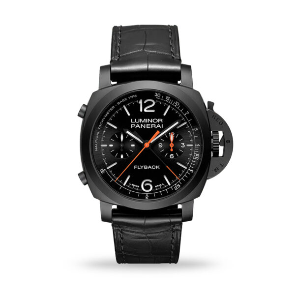 Panerai Luminor Chrono Flyback Ceramica 44mm Black Dial Leather Strap | PAM01298