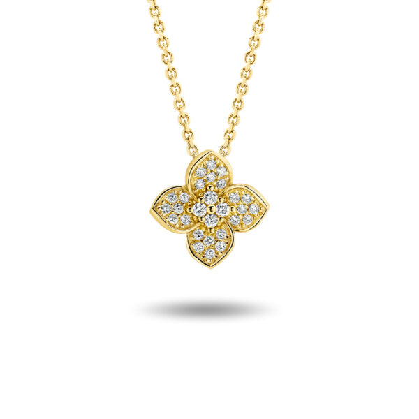 Petite Petal Diamond Pendant in Yellow Gold