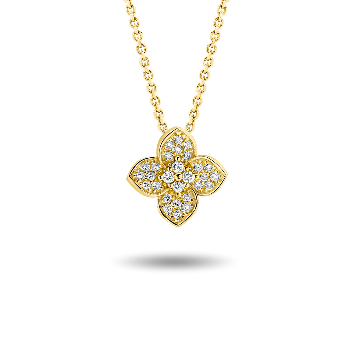 18K Yellow Gold Diamond Petal Pendant