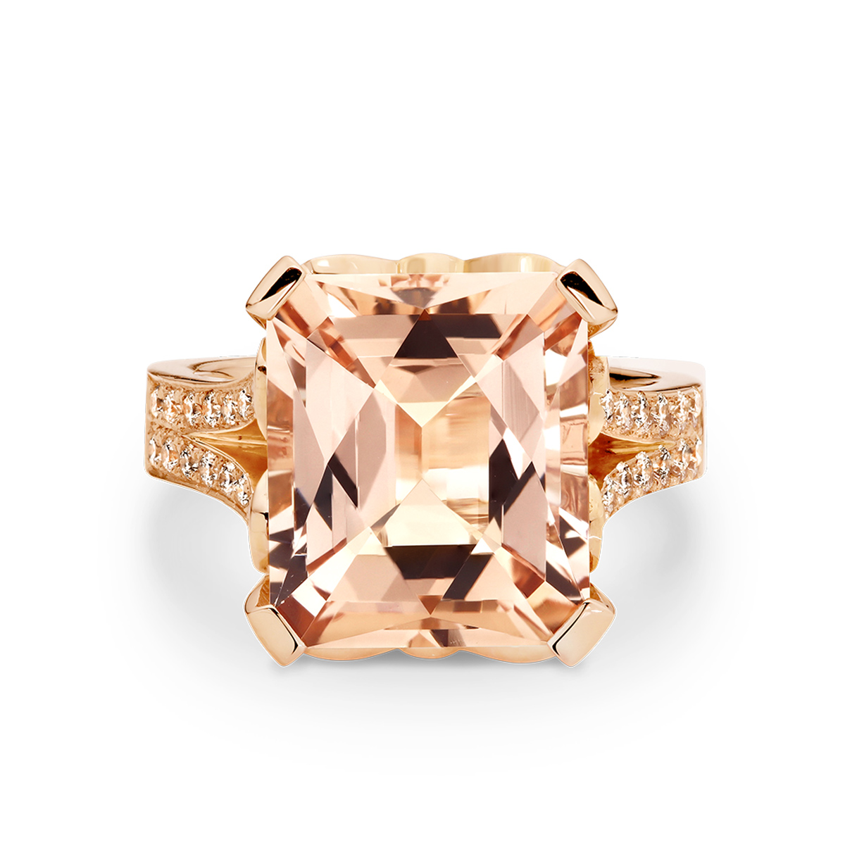 18K Rose Gold Tycoon 8 Morganite &#038; Diamond Cocktail Ring