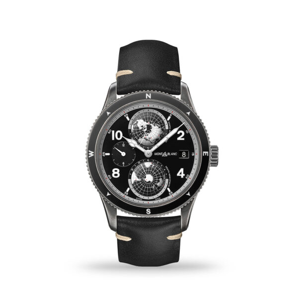 Montblanc 1858 Geosphere Ultrablack 42mm Leather Strap | MB128257