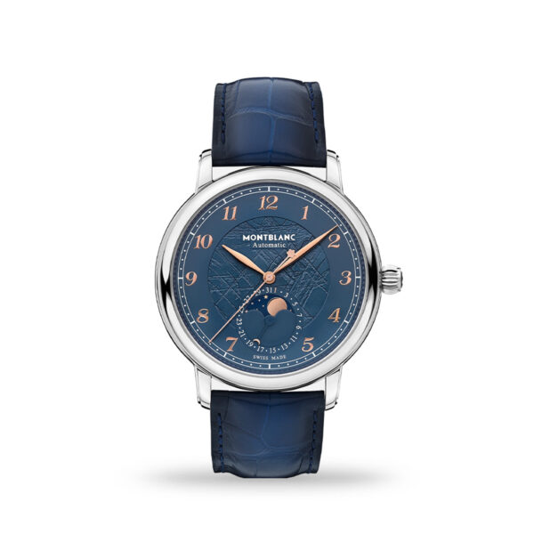 Montblanc Star Legacy Moonphase 42mm Blue Dial Leather Strap | MB129630