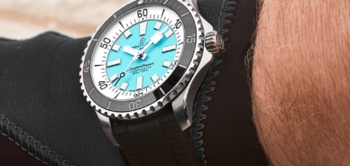 Breitling Superocean Light Blue Dial with Black Strap