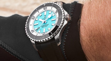 Breitling Superocean Light Blue Dial with Black Strap