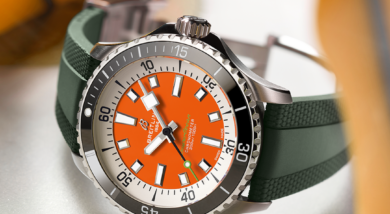 Breitling Superocean Automatic with Orange Dial and Green Rubber Strap