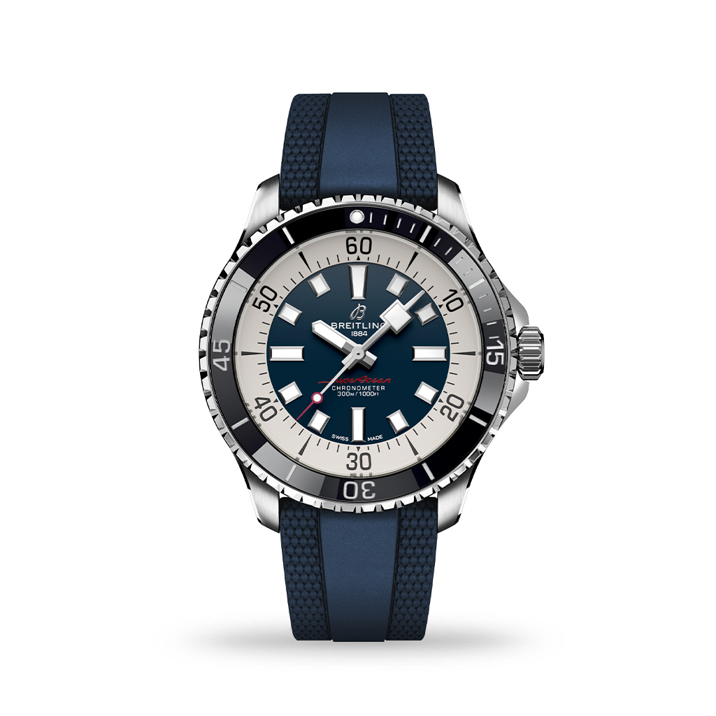 Breitling Superocean Automatic 44mm Blue Dial Rubber Strap