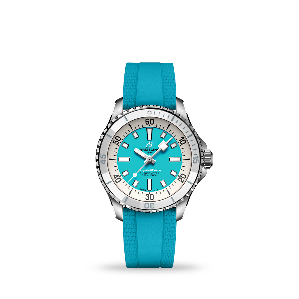 Breitling Superocean Automatic 36mm Turquoise Dial Rubber Strap