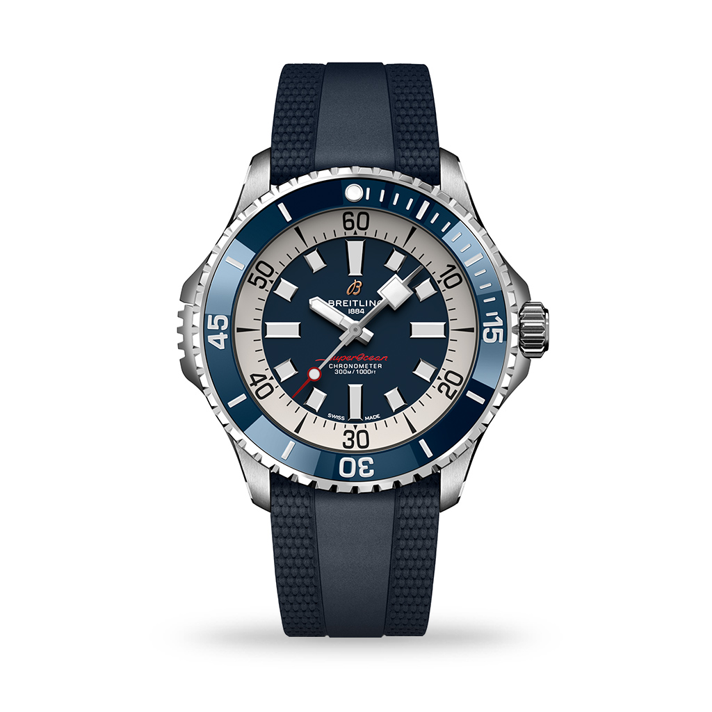 Breitling Superocean Automatic 46mm Blue Dial Rubber Strap