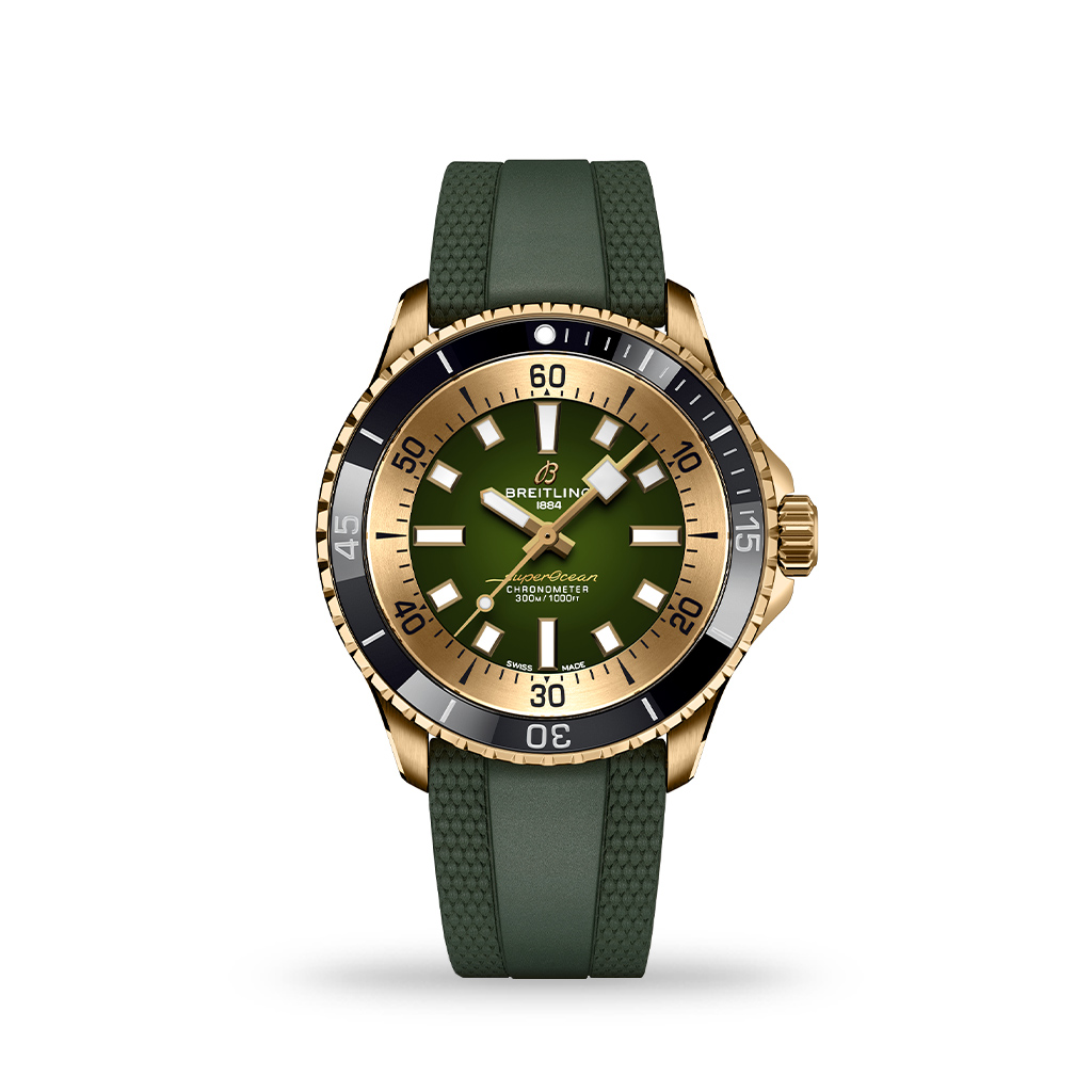 Breitling Superocean Automatic 42mm Bronze Green Dial Rubber Strap