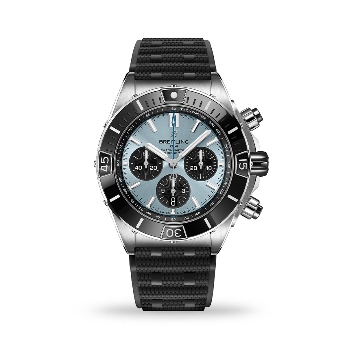 Breitling Super Chronomat B01 44mm Chrono Ice Blue Rubber Strap