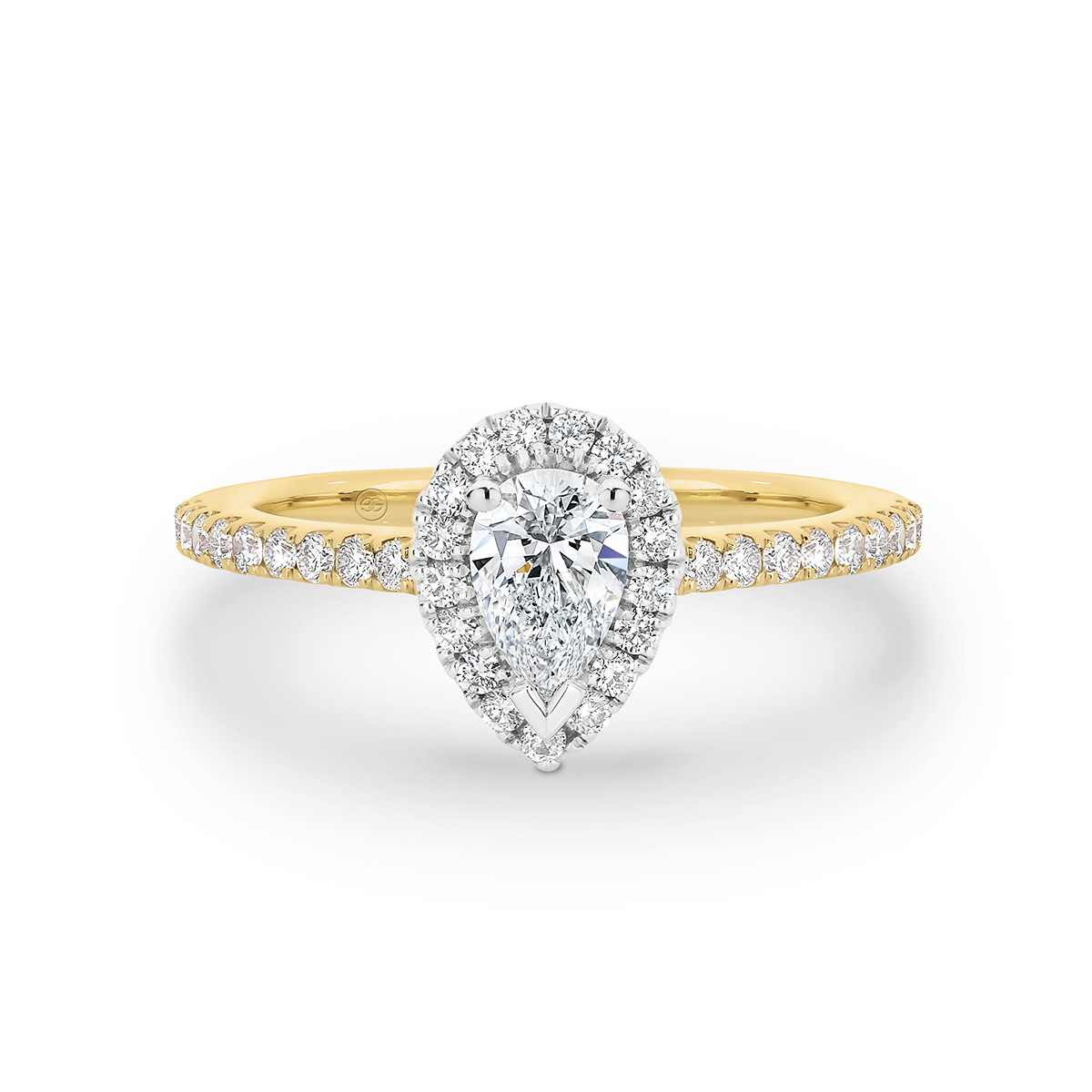 Pear Shape Two-Tone Halo Diamond Engagement Ring