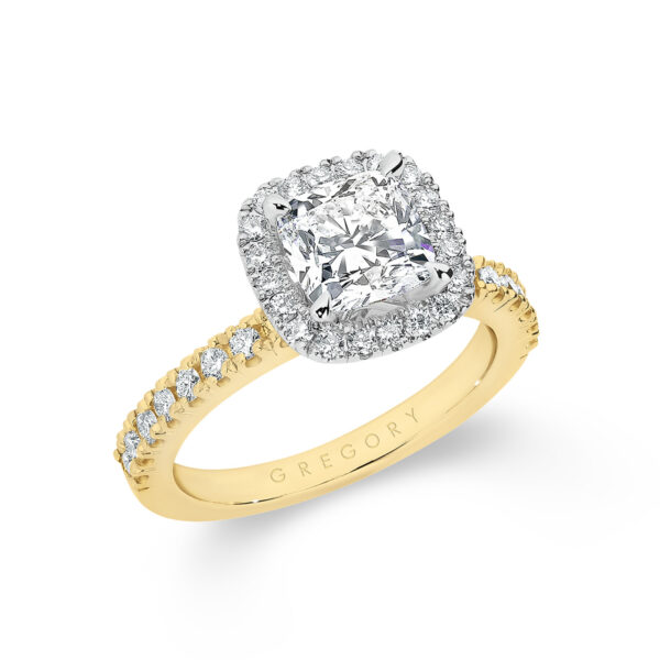 Cushion Cut Halo Diamond Engagement Ring - A2279 YG