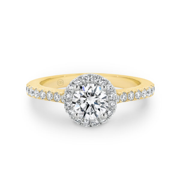 Round Brilliant Halo Diamond Engagement Ring - A2287 YG