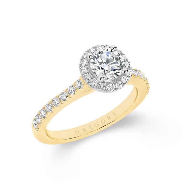 Round Brilliant Halo Diamond Engagement Ring - A2287 YG