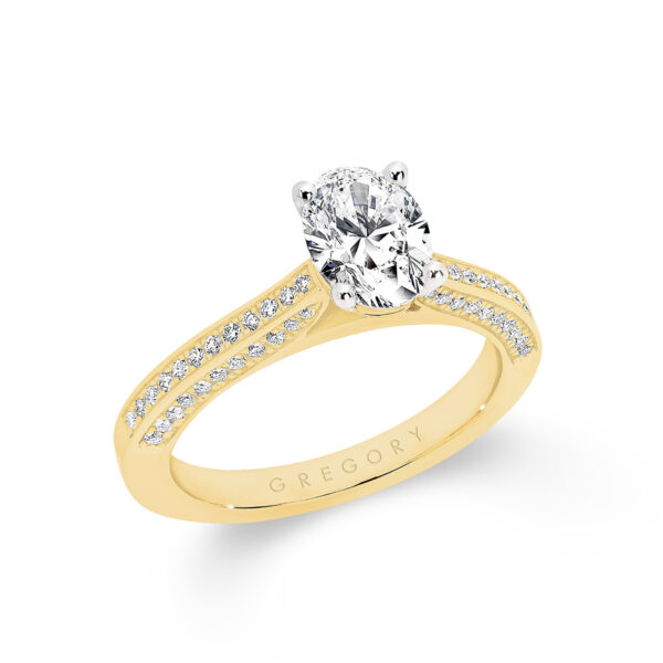 Oval Shape Diamond Band Engagement Ring A2339 YG