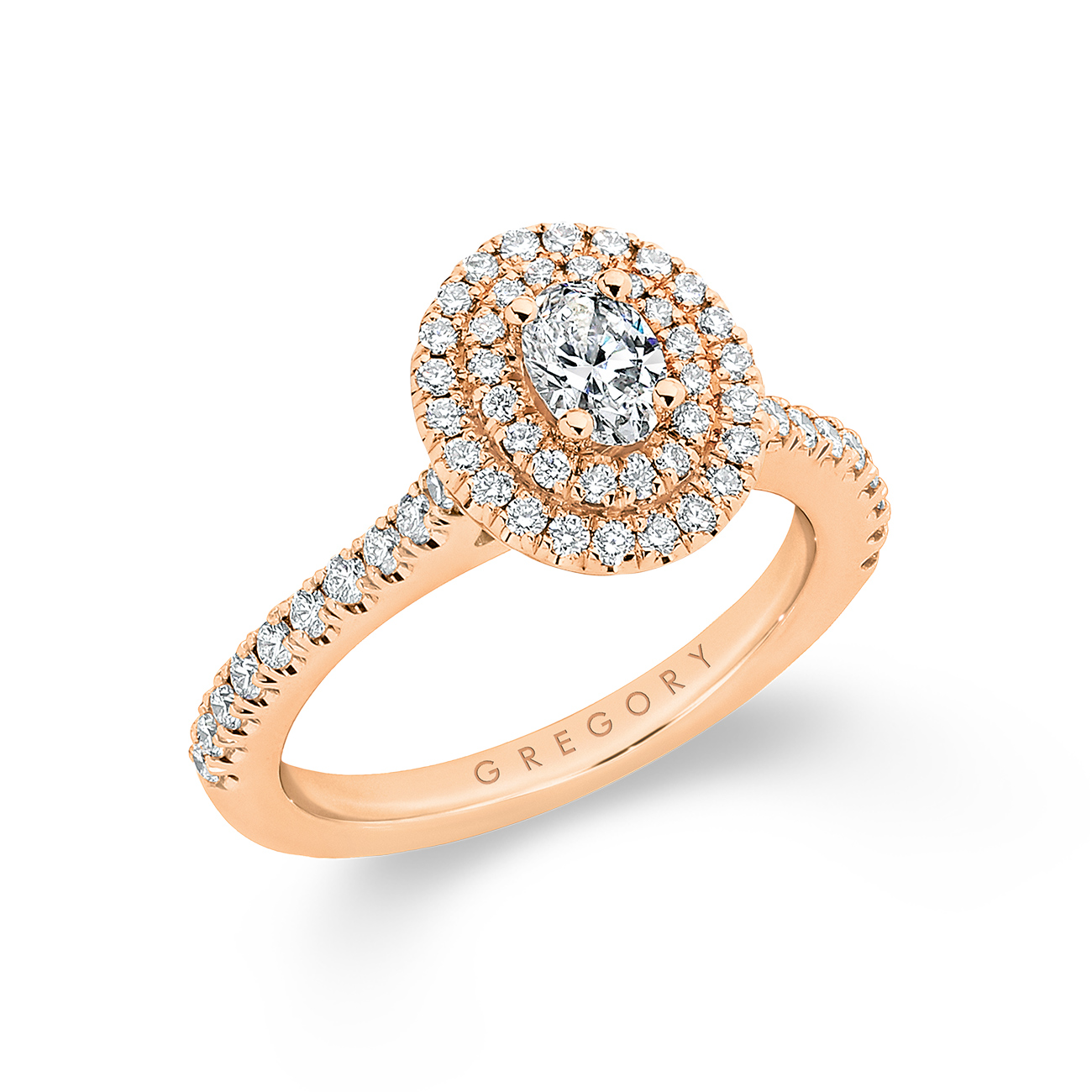 Oval Shape Double Halo Diamond Engagement Ring in 18K Rose Gold Oval shape double halo diamond engagement ring in 18K rose gold with 0.33ct oval diamond