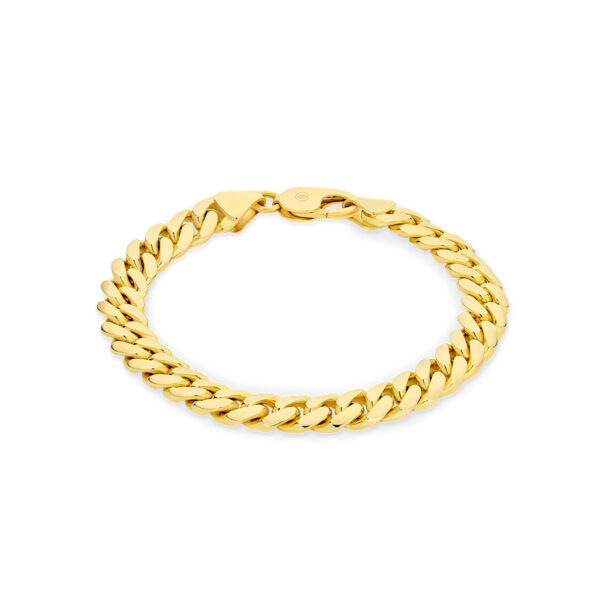 18K Yellow Gold Half Round Curb Link Bracelet | 326616