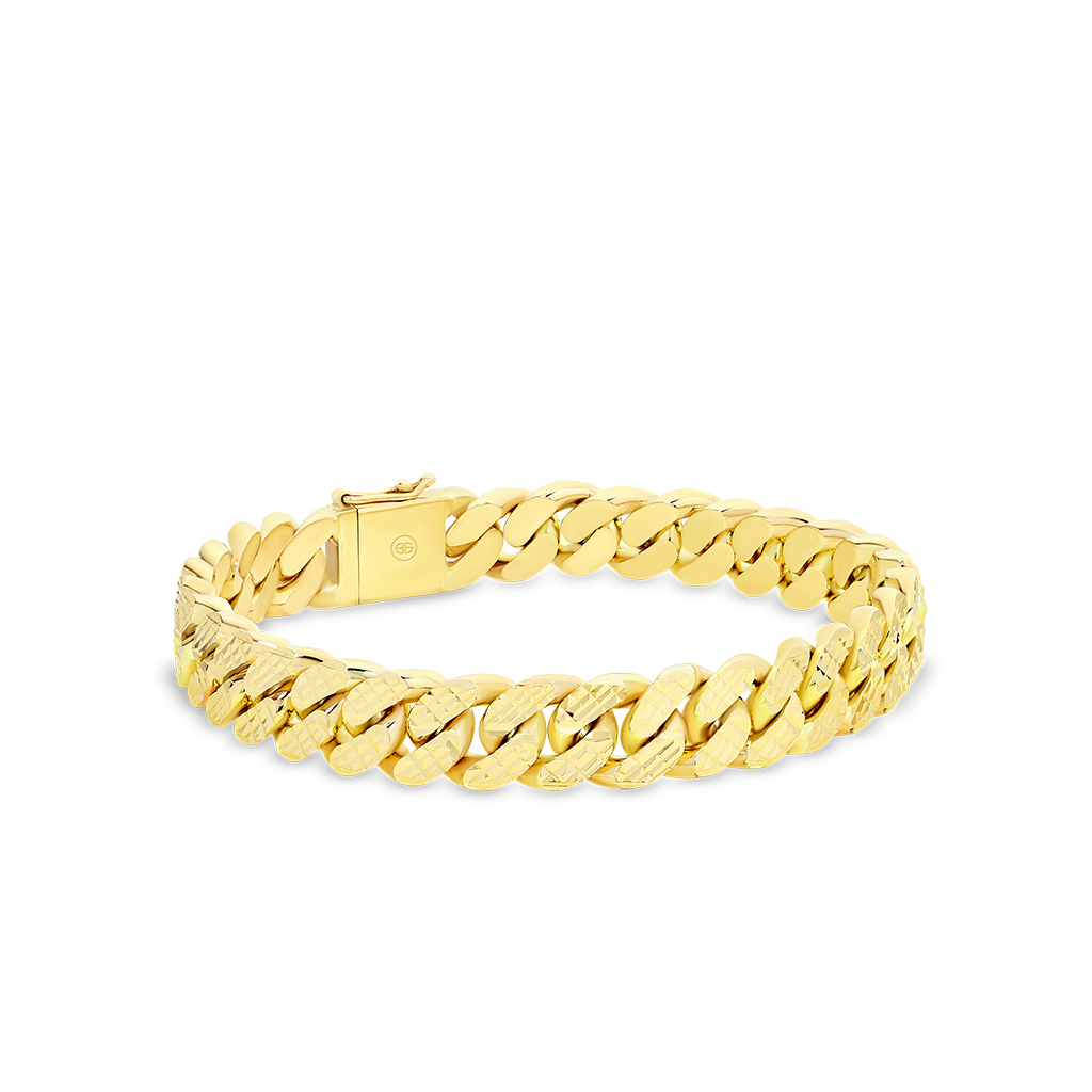 9K Yellow Gold Flat Curb Link Bracelet