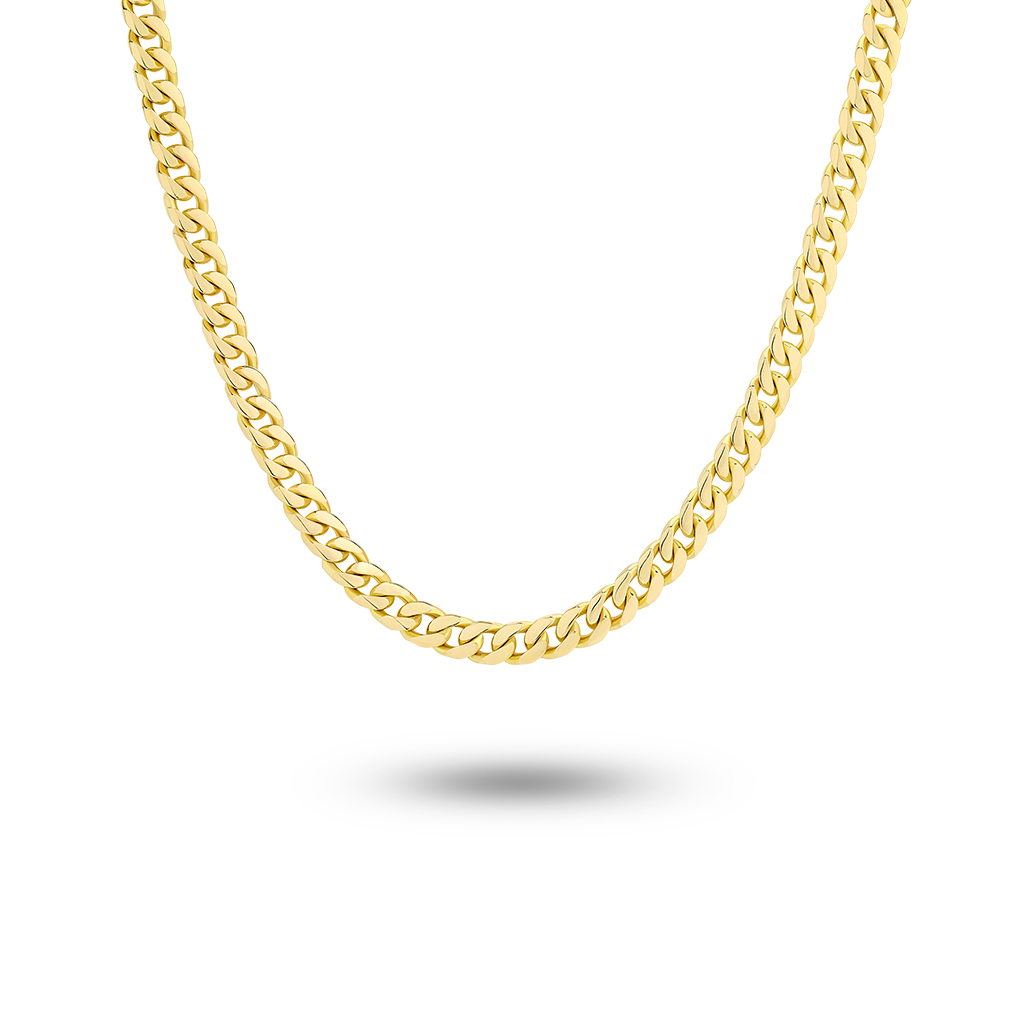 18K Yellow Gold Half Round Curb Link Chain