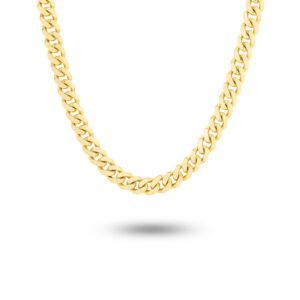 18K Yellow Gold Half Round Curb Link Chain | 329526