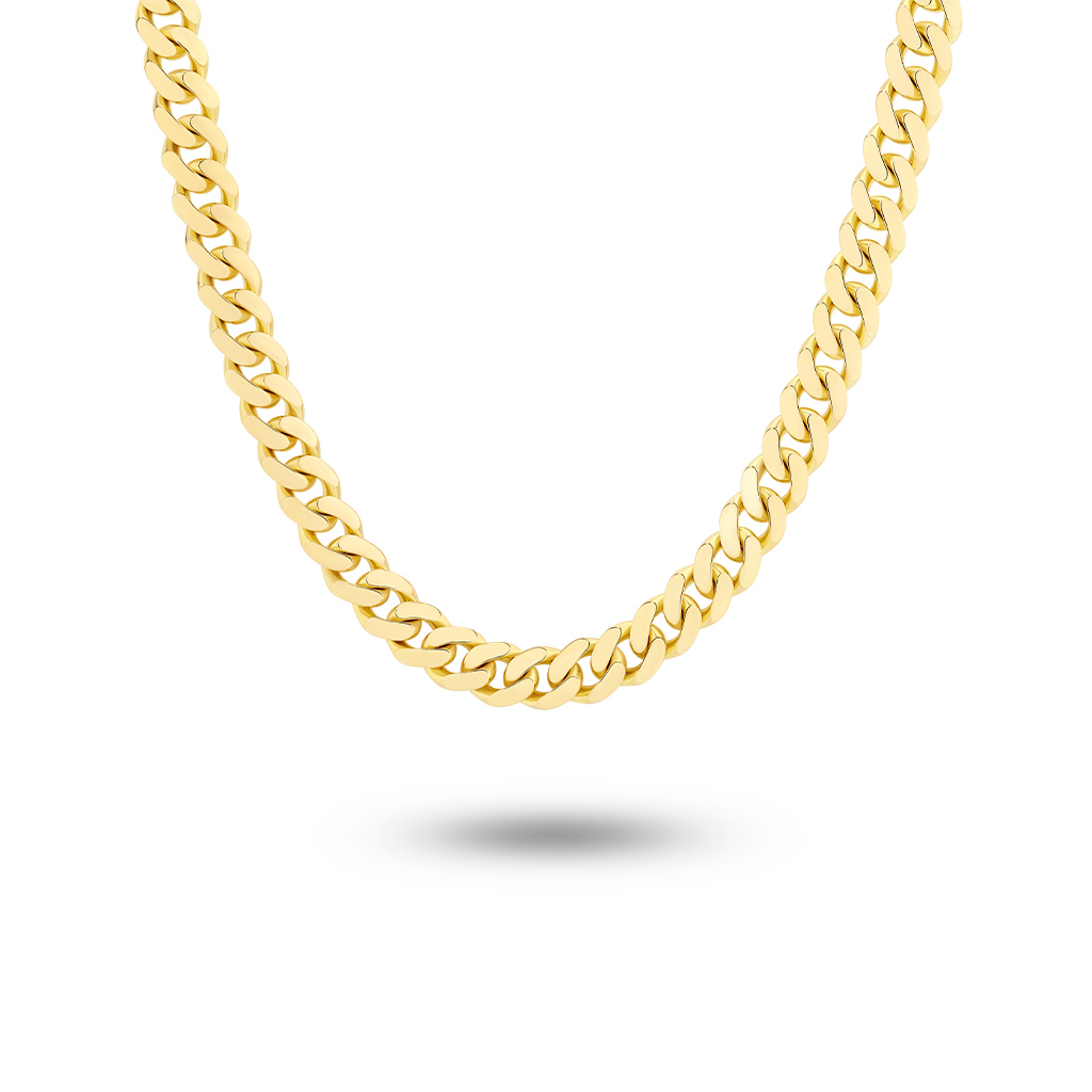 18K Yellow Gold Half Round Curb Link Chain