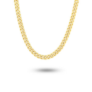 18K Yellow Gold Half Round Curb Link Chain
