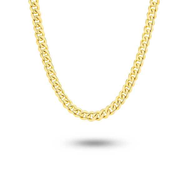 9K Yellow Gold Half Round Curb Link Chain