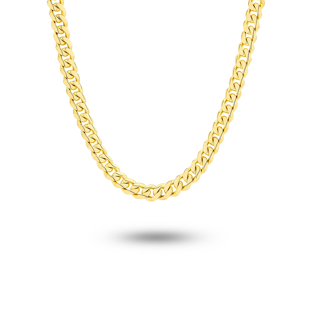 9K Yellow Gold Half Round Curb Link Chain