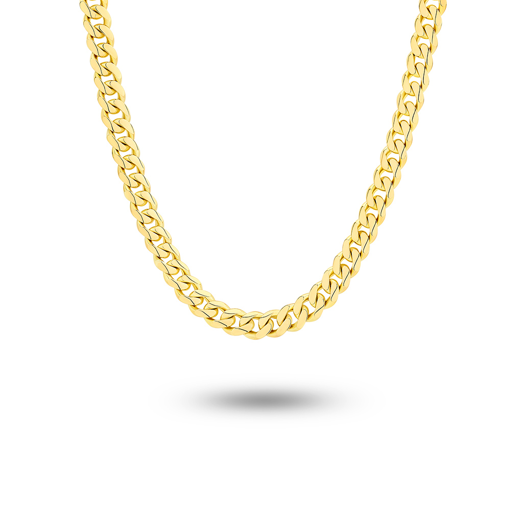 9K Yellow Gold Half Round Curb Link Chain 61cm