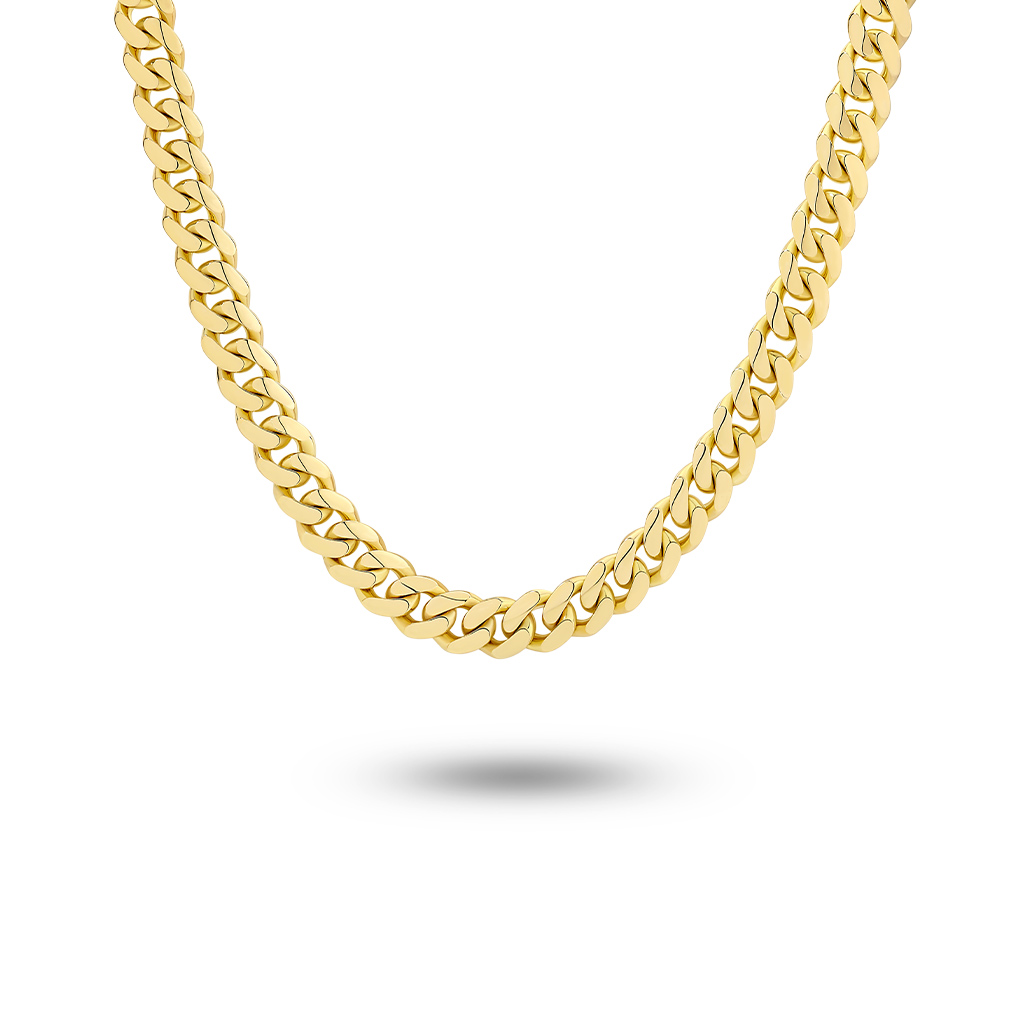 18K Yellow Gold Half Round Curb Link Chain