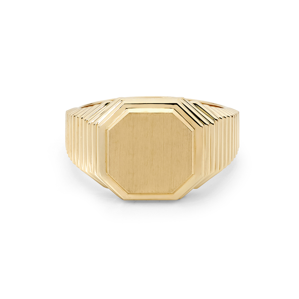 9K Yellow Gold Plain Octagon Signet Ring