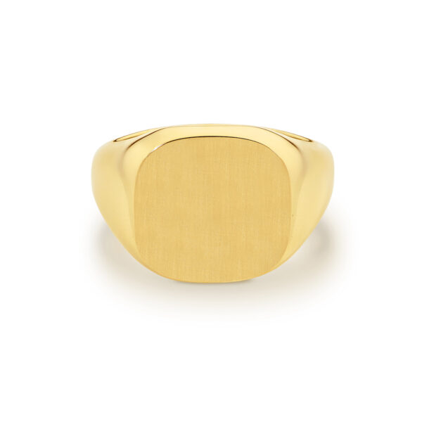 9K Yellow Gold Plain Cushion Signet Ring G177