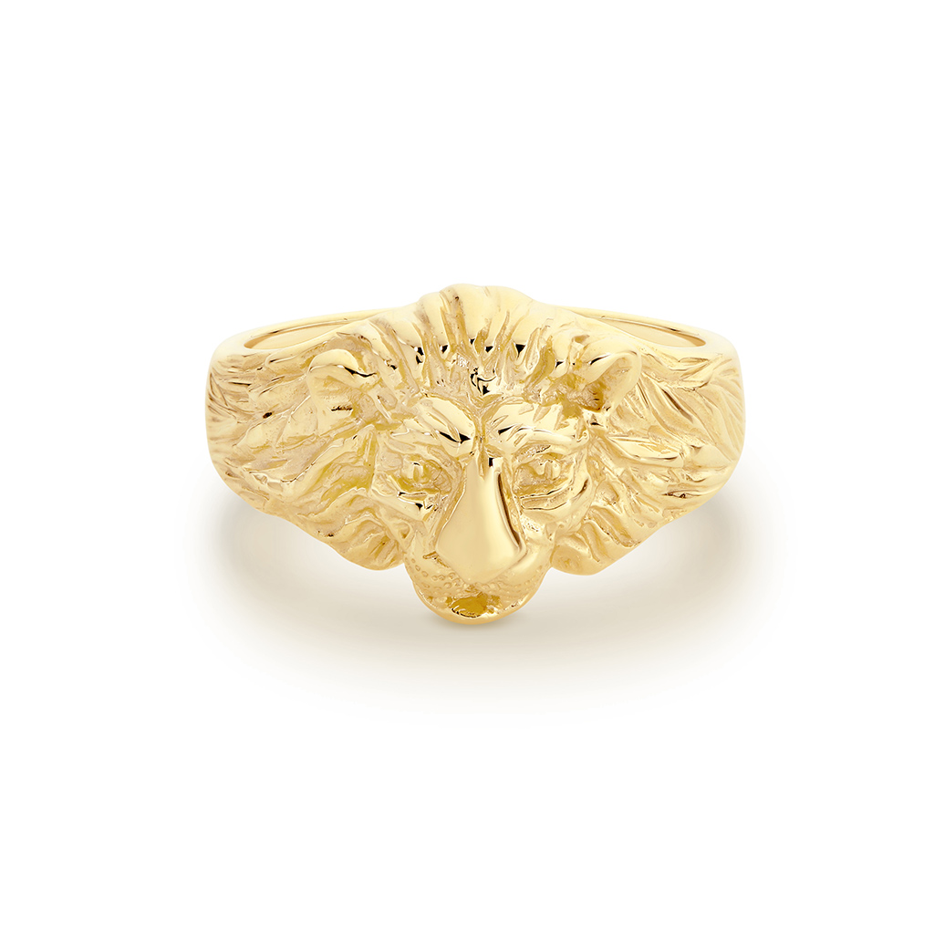 9K Yellow Gold Small Lion Ring