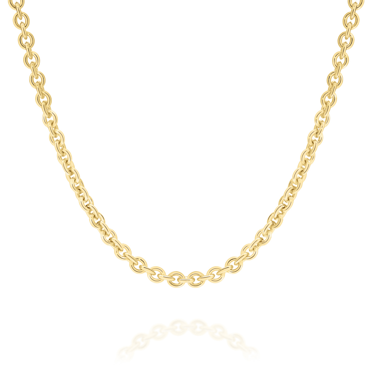 18K Yellow Gold Oval Link Polished Finish Chain- Medium - CRS050 YG