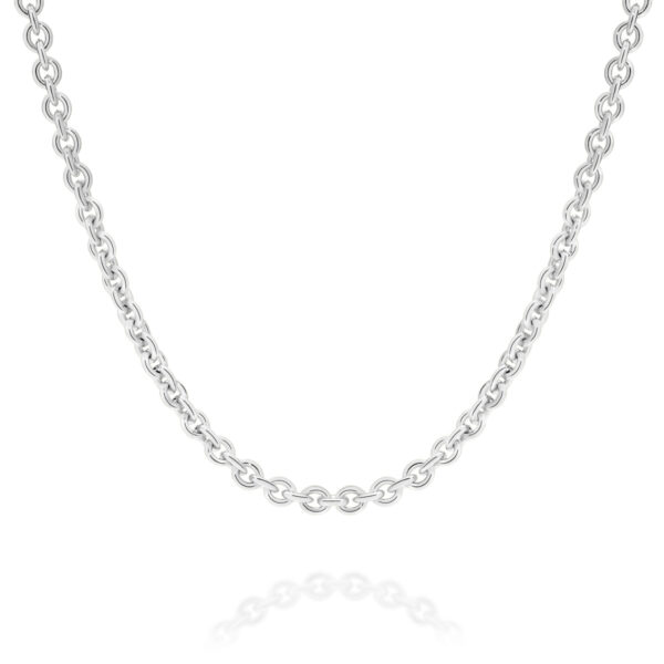 18K White Gold Oval Link Polished Finish Chain - Medium | CRS050