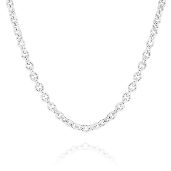 18K White Gold Oval Link Polished Finish Chain- Large - CRS060
