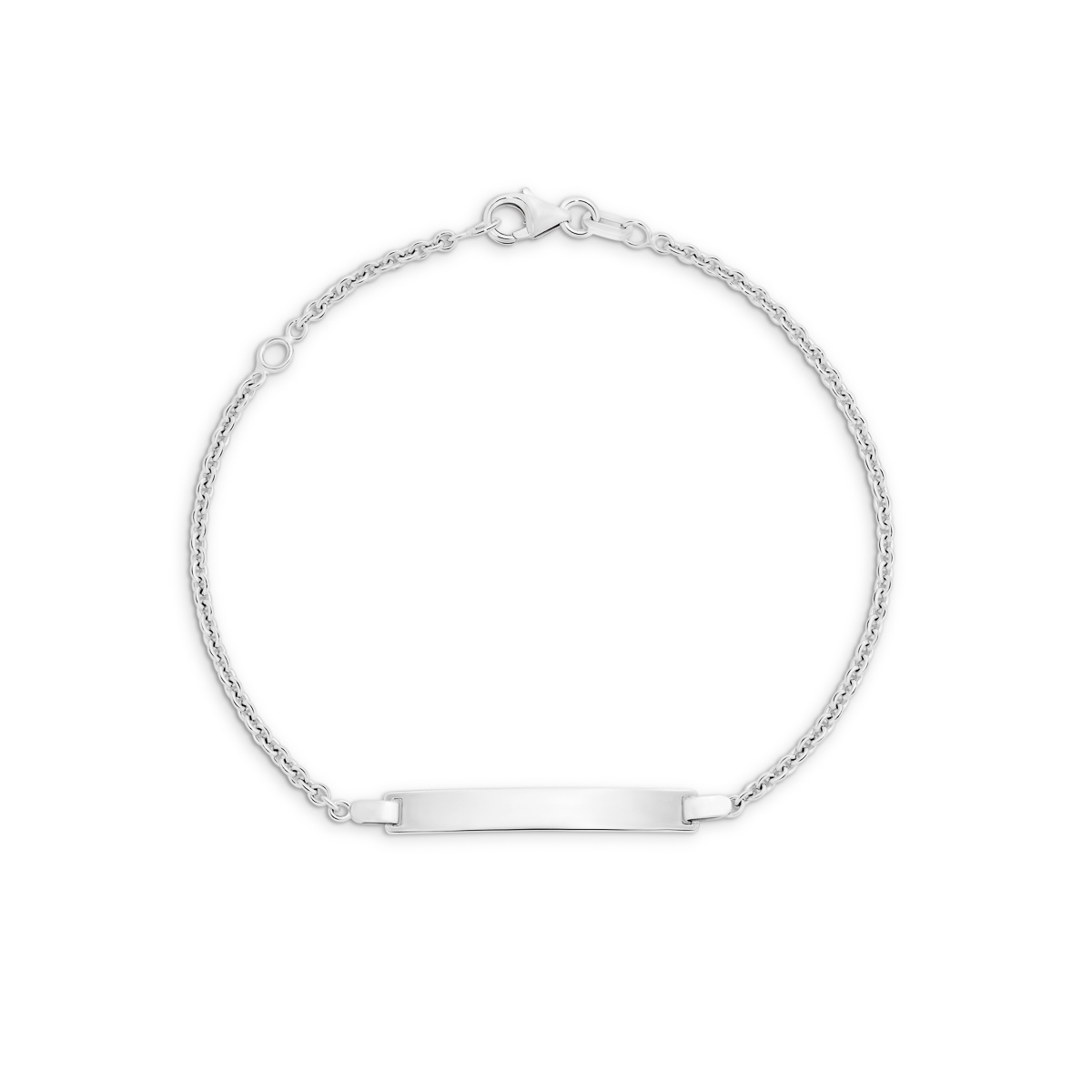 18K White Gold Oval Link Baby ID Bracelet - Small