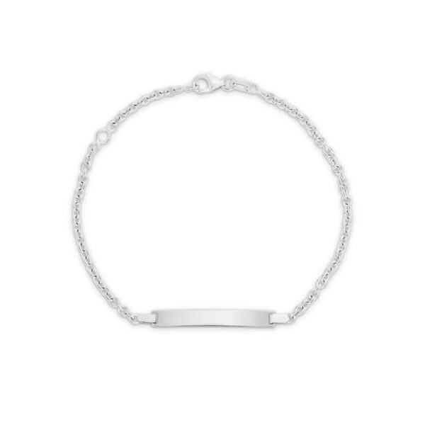 18K White Gold Oval Link Baby ID Bracelet - Medium | CRSTG07060