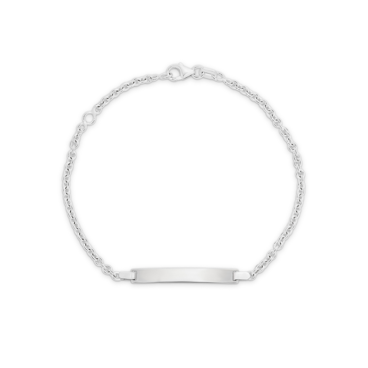 18K White Gold Oval Link Baby ID Bracelet - Medium